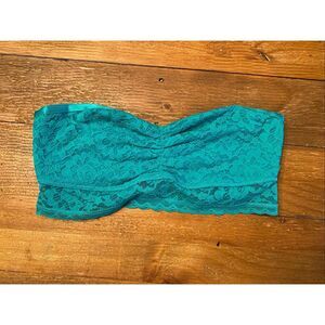 Aerie Small strapless bandeau bra NWT lace blue lingerie top bralette